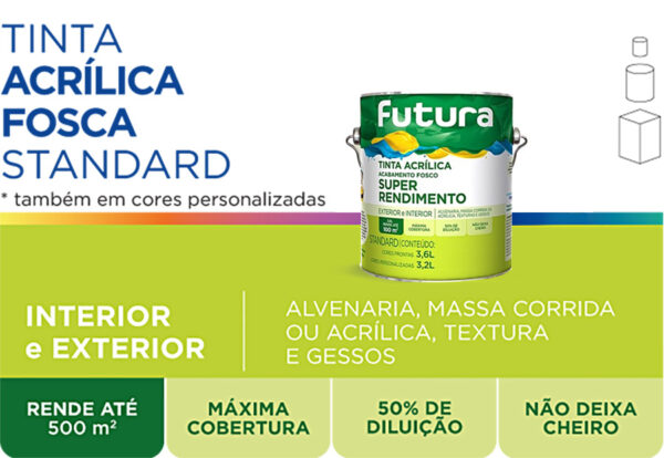 Branco Fosco Standard Super rendimento - 3,6L galão - Futura - Image 2