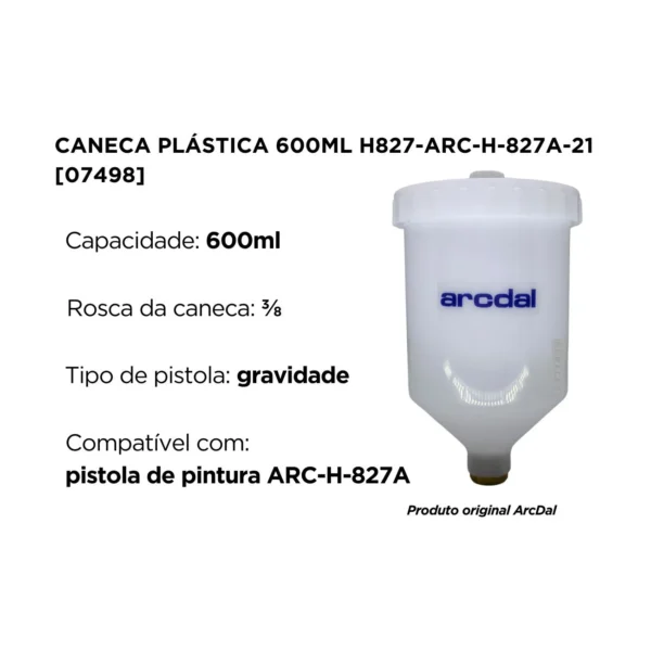 Caneca Plástica 600ml - ARC-H-827A-21 - Arcom - Image 2