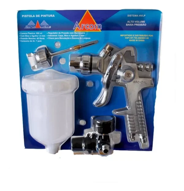 Pistola Kit p/pintura gravidade - H827a - Arcom